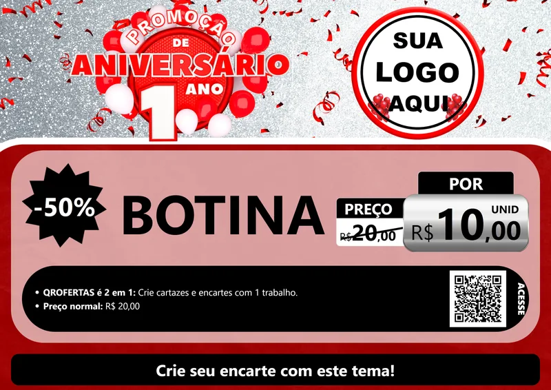 Modelo de Cartaz para Cartaz A4 Horizontal com o tema Promoção de Aniversário - 1 Ano para Agropecuária