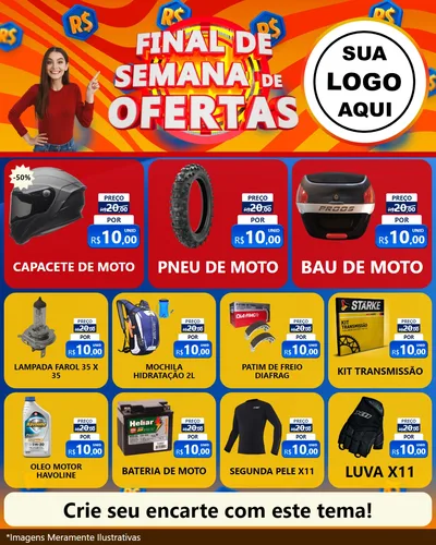 Modelo de Rede Social para Feed Instagram com o tema Final de Semana de Ofertas para Moto peças