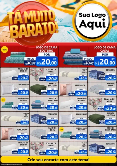 Modelo de Encarte para Encarte A4 Vertical com o tema Está Muito Barato para Cama, Mesa e Banho