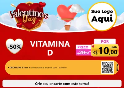 Modelo de Cartaz para Cartaz A4 Horizontal com o tema Valentine's Day para Farmácia