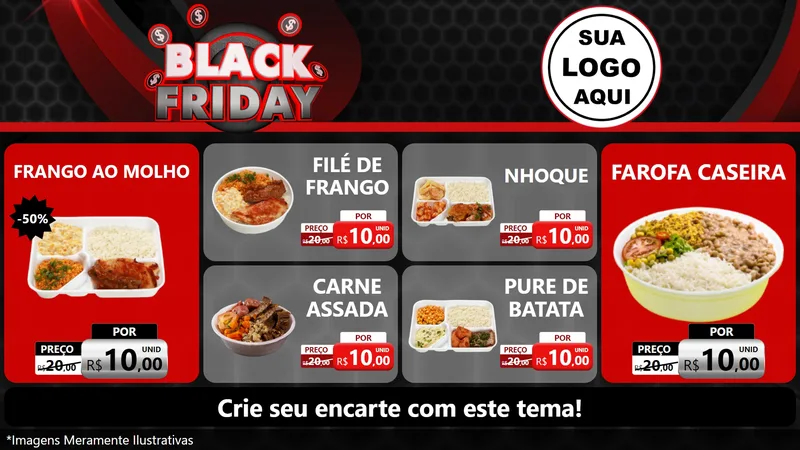 Modelo de TV para TV Horizontal com o tema Black Friday para Restaurante