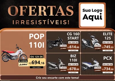 Modelo de Encarte para Encarte A4 Horizontal com o tema Ofertas Irresistíveis! para Concessionaria de Motos
