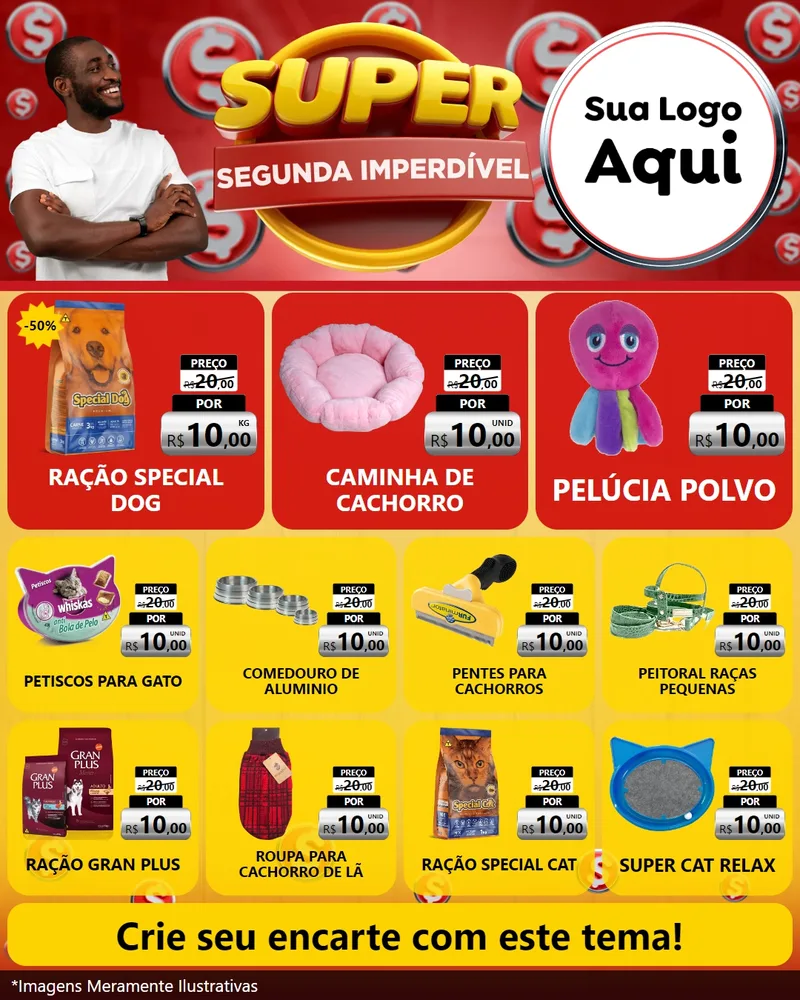Modelo de Rede Social para Feed Instagram com o tema Super Segunda Imperdível para Pet Shop