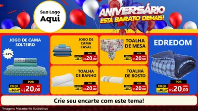 Modelo de TV para TV Horizontal com o tema Aniversário para Cama, Mesa e Banho