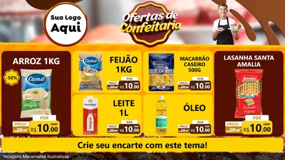 Modelo de TV para TV Horizontal com o tema Ofertas de Confeitaria para Supermercado