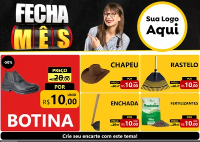 Modelo de Encarte para Encarte A4 Horizontal com o tema Fecha Mês para Agropecuária