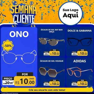 Modelo de Rede Social para Feed Facebook com o tema Semana do Cliente para Óticas