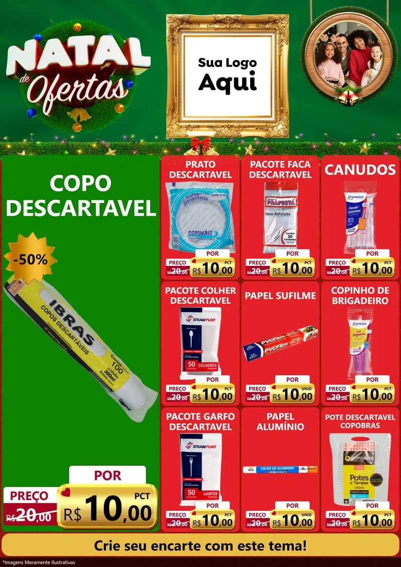 Modelo de Encarte para Encarte A4 Vertical com o tema Natal de Ofertas para Embalagens