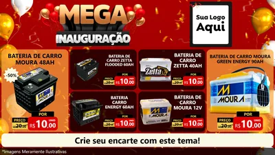 Modelo de TV para TV Horizontal com o tema Mega Inauguração para Baterias Elétricas