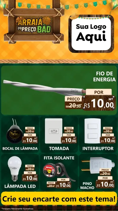 Modelo de Rede Social para Stories com o tema Arraiá do preço bão para Materiais Elétricos