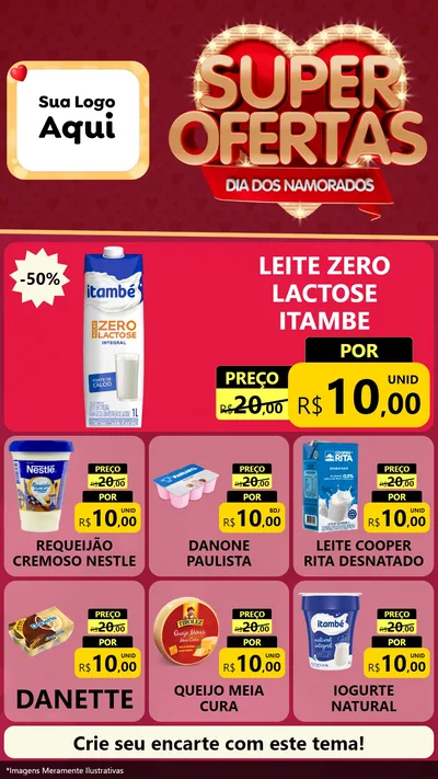 Modelo de Rede Social para Stories com o tema Dia dos Namorados para Frios e Laticínios