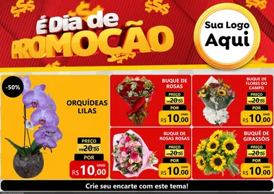 Modelo de Encarte para Encarte A4 Horizontal com o tema É Dia De Promoção para Floricultura e jardim