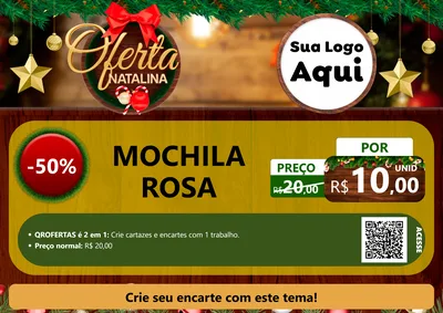 Modelo de Cartaz para Cartaz A4 Horizontal com o tema Ofertas Natalina para Papelaria