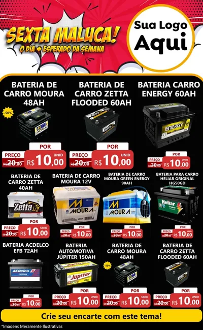 Modelo de Encarte para Encarte Grande com o tema Sexta Maluca! para Baterias Elétricas