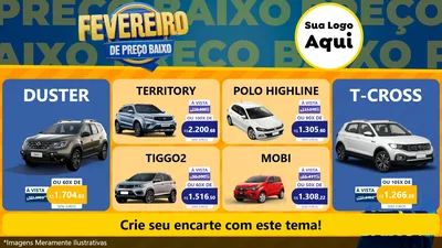 Modelo de TV para TV Horizontal com o tema Fevereiro de Preço Baixo para Concessionaria de Carros