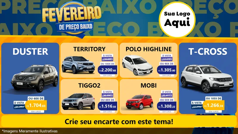 Modelo de TV para TV Horizontal com o tema Fevereiro de Preço Baixo para Concessionaria de Carros