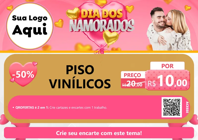 Modelo de Cartaz para Cartaz A4 Horizontal com o tema Dia dos Namorados para Material para Construção