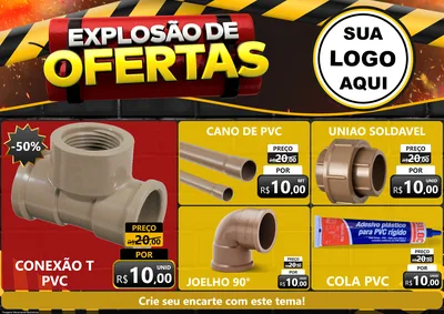 Modelo de Encarte para Encarte A4 Horizontal com o tema Explosão de Ofertas para Tubos e conexões