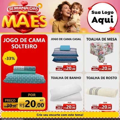 Modelo de Rede Social para Feed Facebook com o tema Semana das Mães para Cama, Mesa e Banho