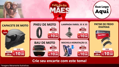 Modelo de TV para TV Horizontal com o tema Feliz Dia Das Mães para Moto peças