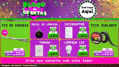 Modelo de TV para TV Horizontal com o tema Bloco de Ofertas para Materiais Elétricos