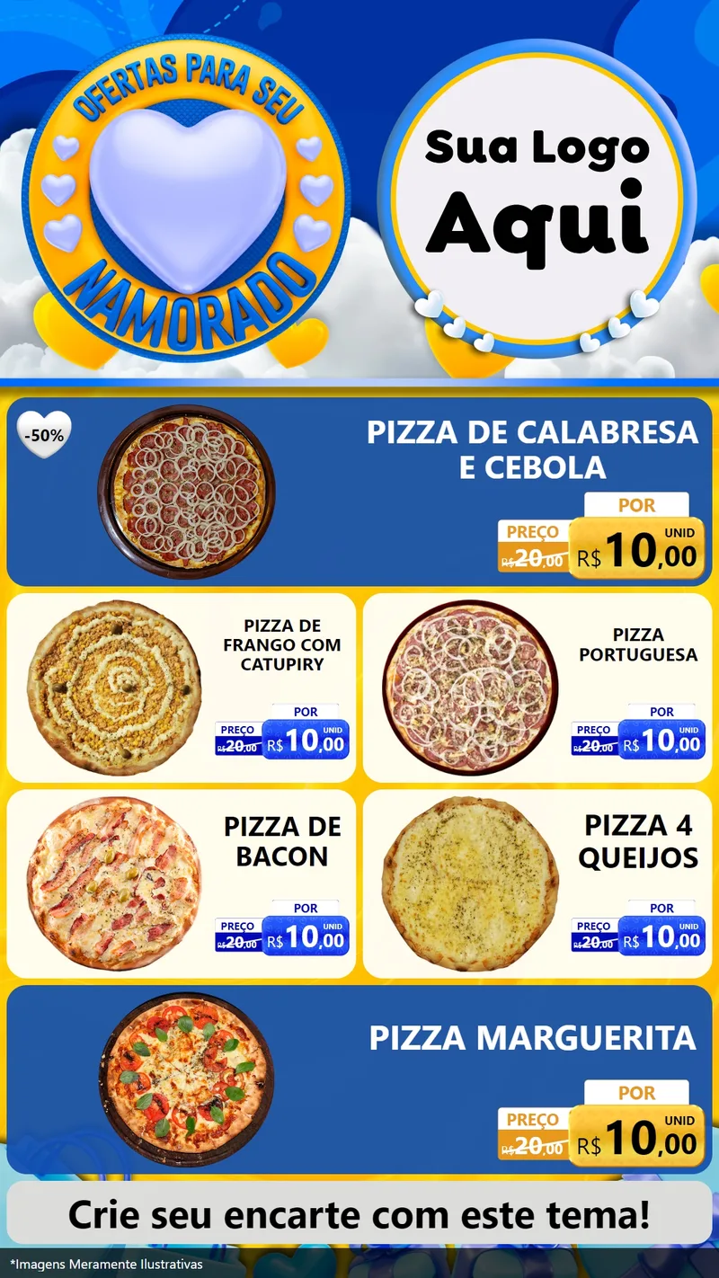 Modelo de TV para TV Vertical com o tema Ofertas Para Seu Namorado para Pizzaria