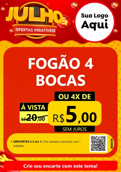 Modelo de Cartaz para Cartaz A4 Vertical com o tema Julho Ofertas Imbatíveis para Móveis e Eletro