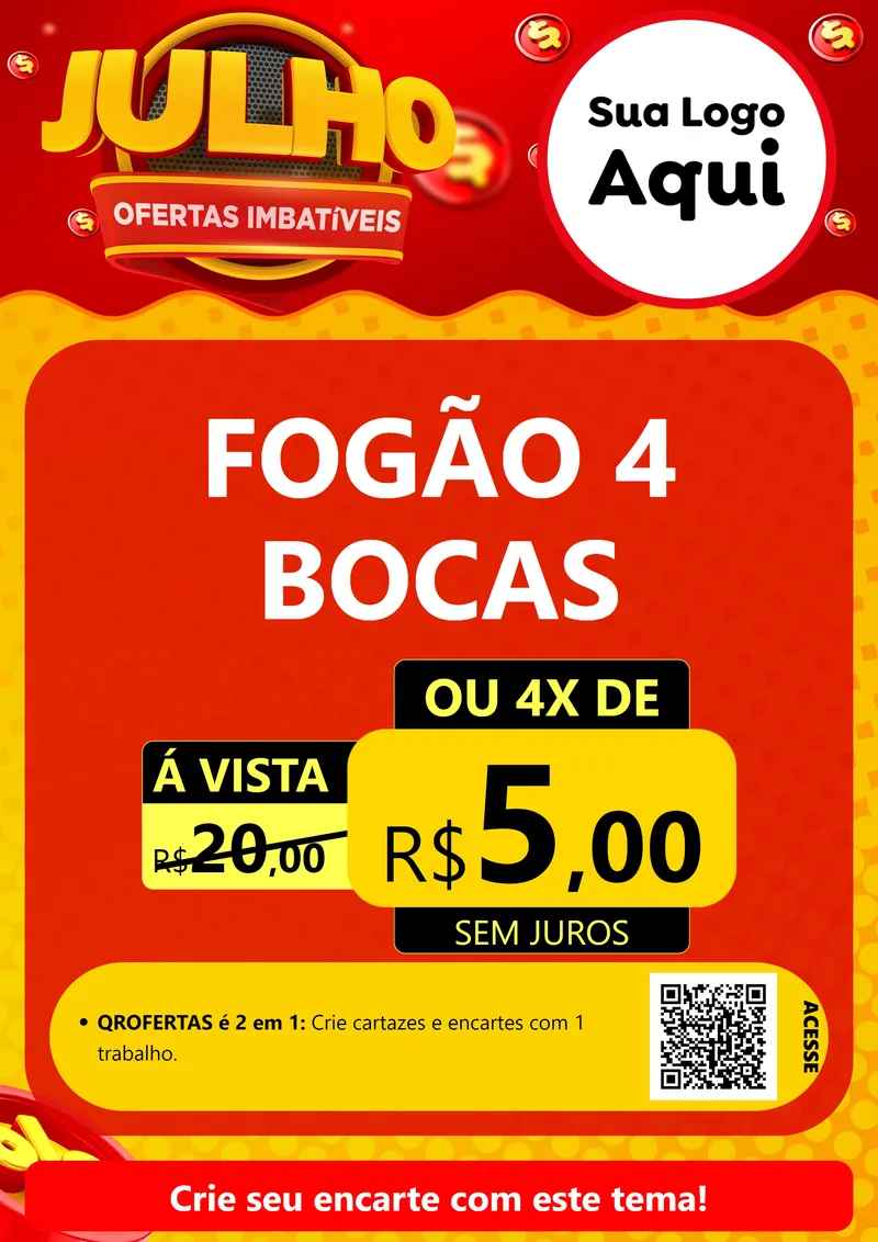 Modelo de Cartaz para Cartaz A4 Vertical com o tema Julho Ofertas Imbatíveis para Móveis e Eletro