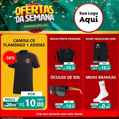 Modelo de Rede Social para Feed Facebook com o tema Ofertas da Semana Farroupilha para Roupas e acessórios