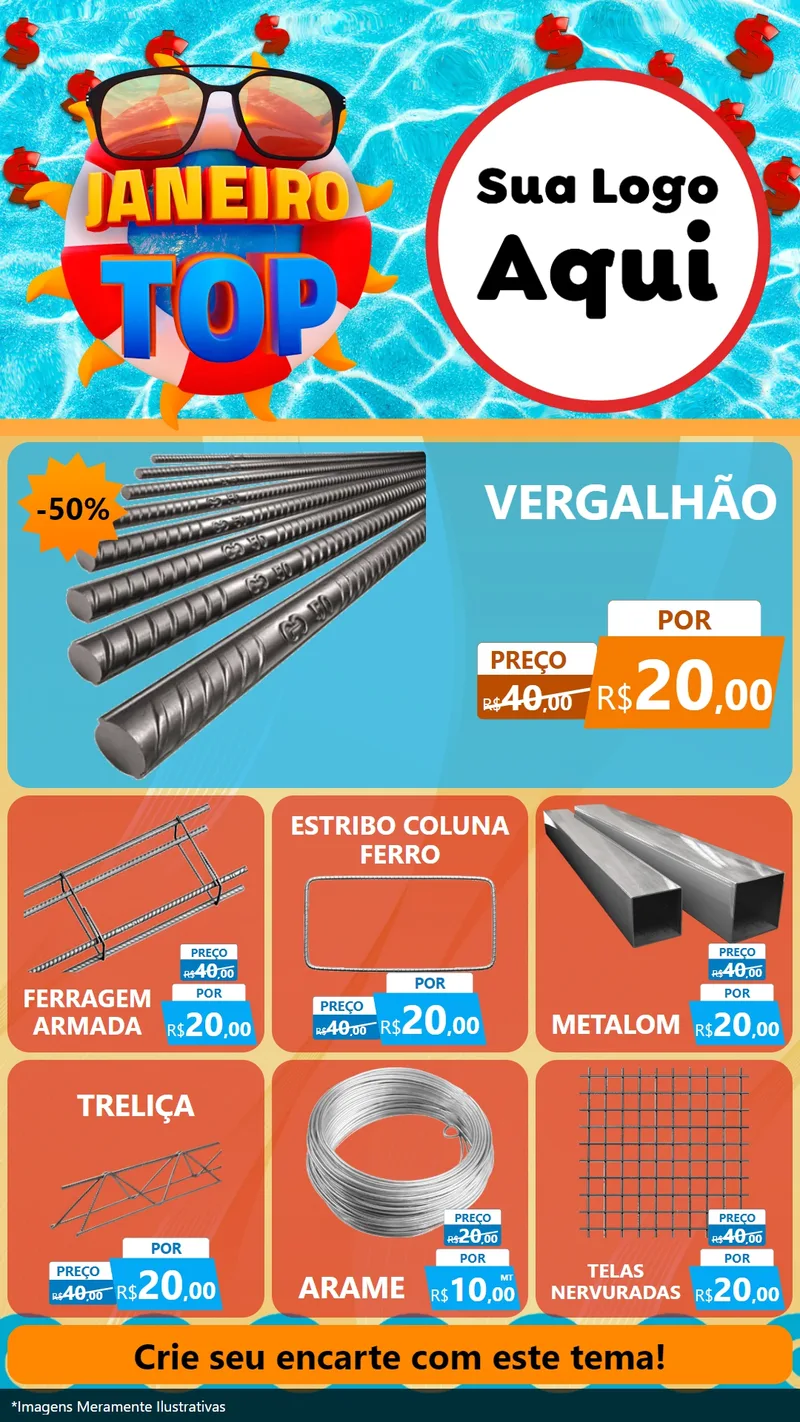 Modelo de Rede Social para Stories com o tema Janeiro Top para Ferragens