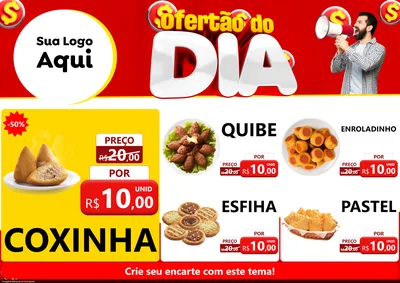 Modelo de Encarte para Encarte A4 Horizontal com o tema Ofertão do dia para Salgadaria