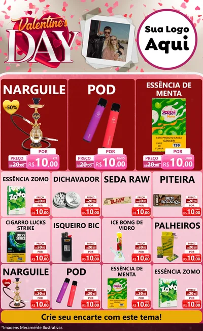 Modelo de Encarte para Encarte Grande com o tema Valentine's Day para Tabacaria