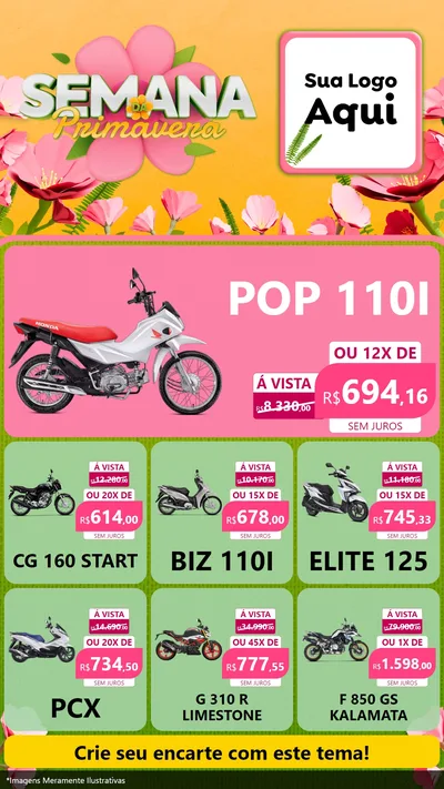 Modelo de Rede Social para Stories com o tema Semana da Primavera para Concessionaria de Motos