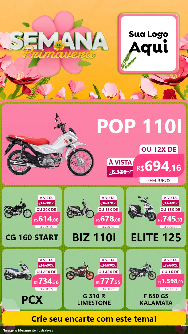 Modelo de Rede Social para Stories com o tema Semana da Primavera para Concessionaria de Motos