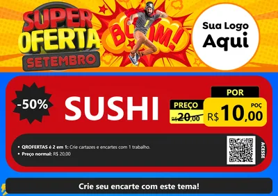 Modelo de Cartaz para Cartaz A4 Horizontal com o tema Super Oferta Setembro para Comida japonesa