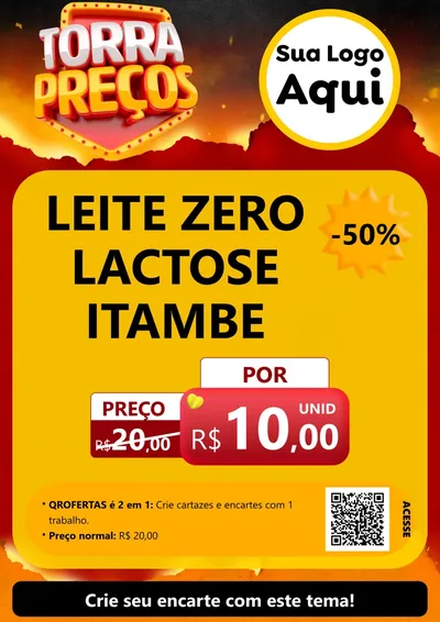 Modelo de Cartaz para Cartaz A4 Vertical com o tema Torra Preços para Frios e Laticínios