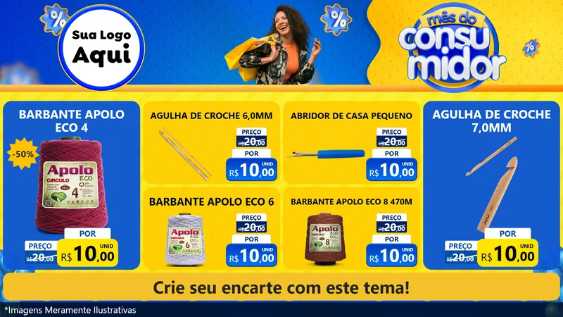 Modelo de TV para TV Horizontal com o tema Mês do Consumidor para Armarinho e Aviamentos