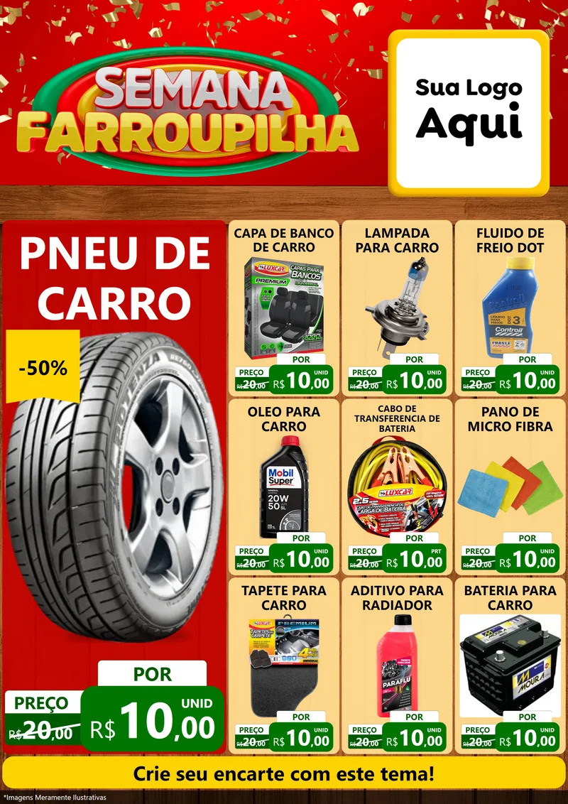Modelo de Encarte para Encarte A4 Vertical com o tema Semana Farroupilha para Auto peças