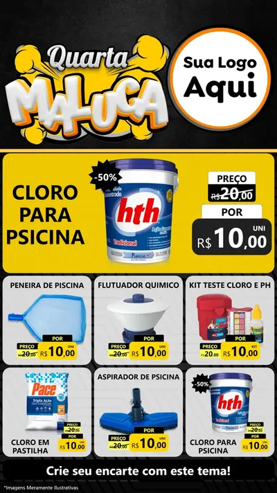 Modelo de Rede Social para Stories com o tema Quarta Maluca para Produtos para Piscina