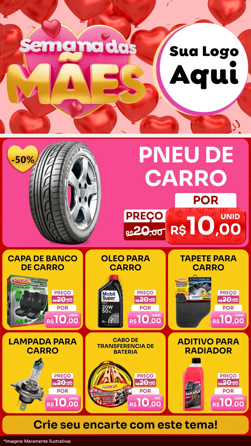 Modelo de Rede Social para Stories com o tema Semana Das Mães para Auto peças