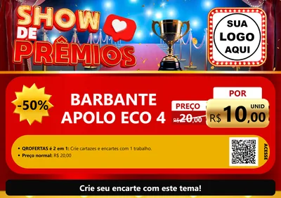 Modelo de Cartaz para Cartaz A4 Horizontal com o tema Show de Prêmios para Armarinho e Aviamentos