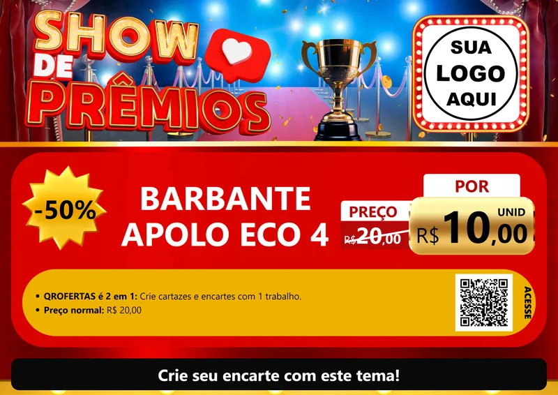 Modelo de Cartaz para Cartaz A4 Horizontal com o tema Show de Prêmios para Armarinho e Aviamentos