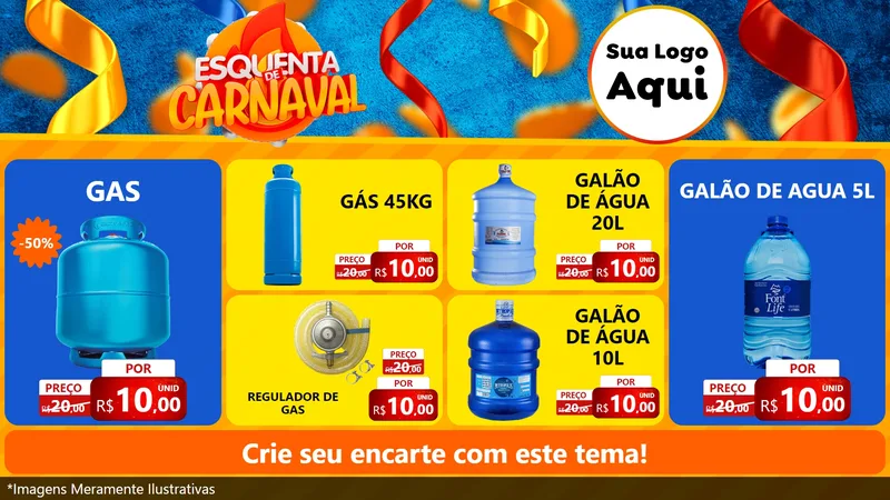 Modelo de TV para TV Horizontal com o tema Esquenta de Carnaval para Água e gás