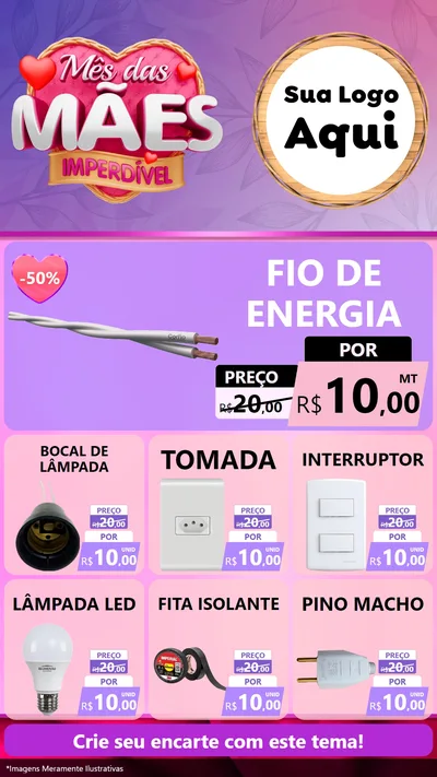 Modelo de Rede Social para Stories com o tema Mês das Mães Imperdível para Materiais Elétricos
