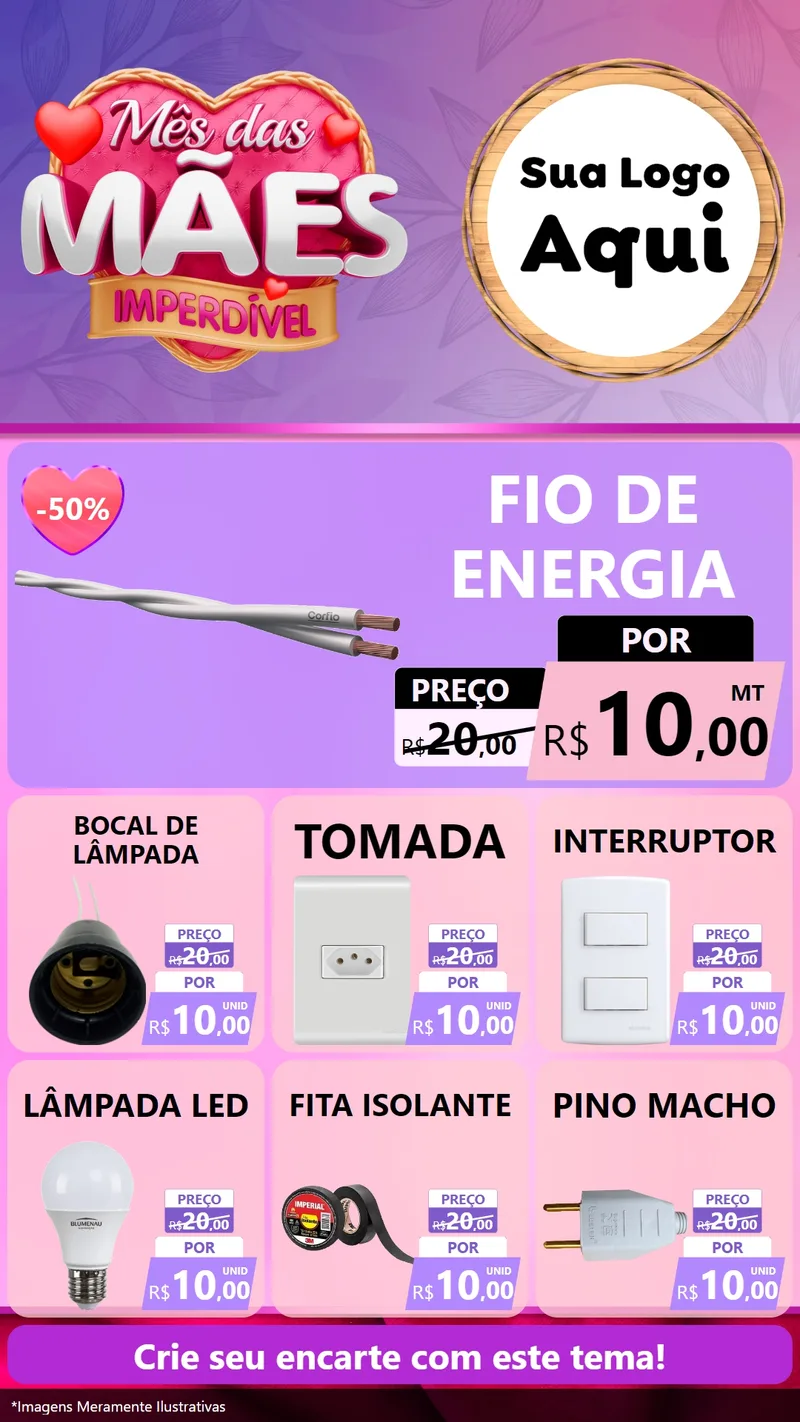 Modelo de Rede Social para Stories com o tema Mês das Mães Imperdível para Materiais Elétricos