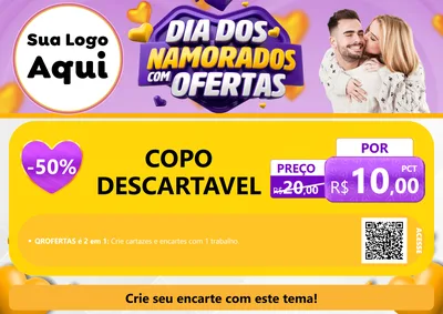 Modelo de Cartaz para Cartaz A4 Horizontal com o tema Dia Dos Namorados Com Ofertas para Embalagens