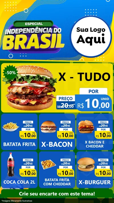 Modelo de Rede Social para Stories com o tema Especial Independência do Brasil para Hamburgueria