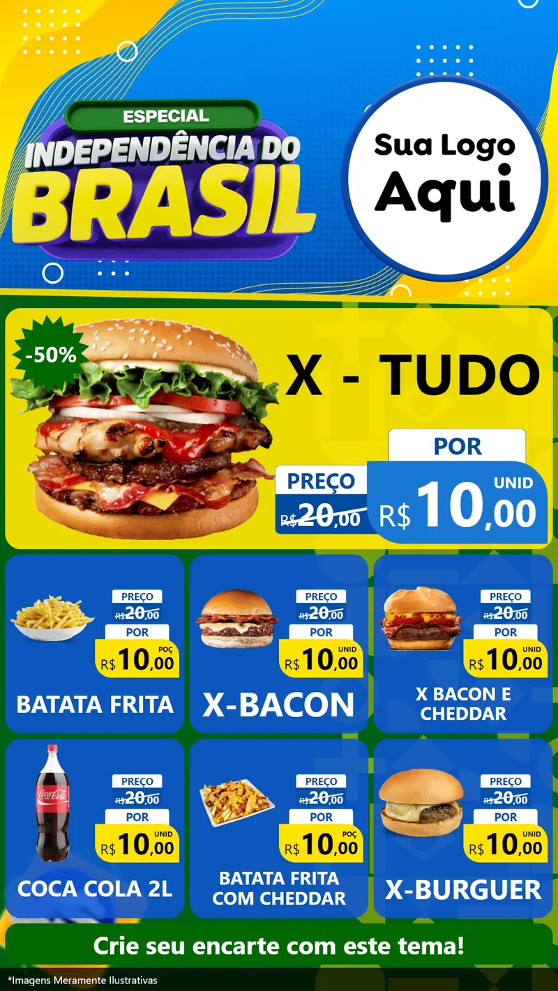 Modelo de Rede Social para Stories com o tema Especial Independência do Brasil para Hamburgueria