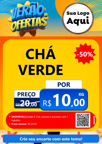 Modelo de Cartaz para Cartaz A4 Vertical com o tema Verão de Ofertas para Produtos Naturais