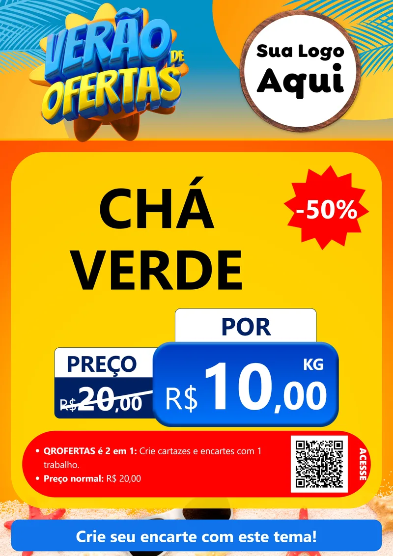 Modelo de Cartaz para Cartaz A4 Vertical com o tema Verão de Ofertas para Produtos Naturais